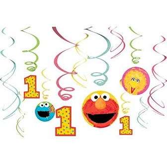 Sesame Street 1st Birthday Swirl Decorations